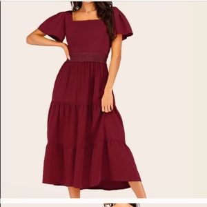 Butterfly sleeves midi dress